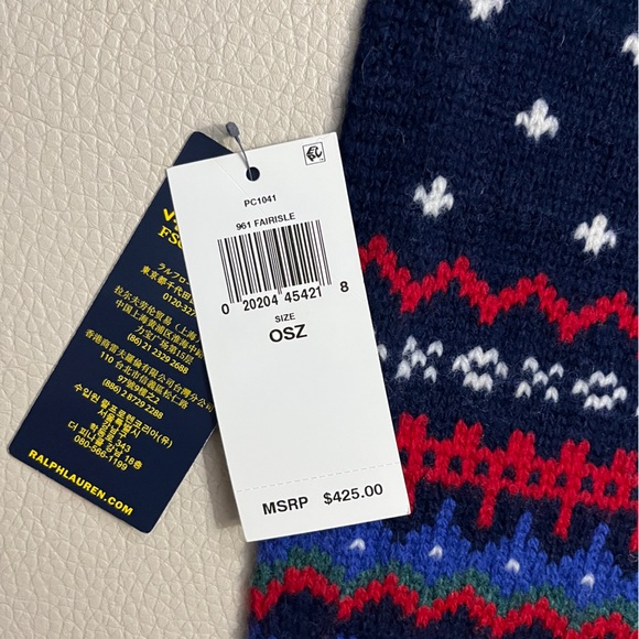 NWT - Polo Ralph Lauren Wool Blended Polo Bear Scarf - Picture 6 of 6